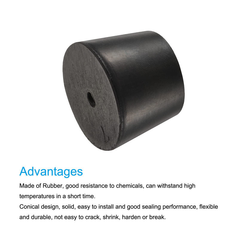 MECCANIXITY Rubber Tapered Plug 30mm to 37mm with Hole Black for Powder Coating, Painting, Anodizing, Plating, Sandblasting 5 Pieces 30mm - 37mm
