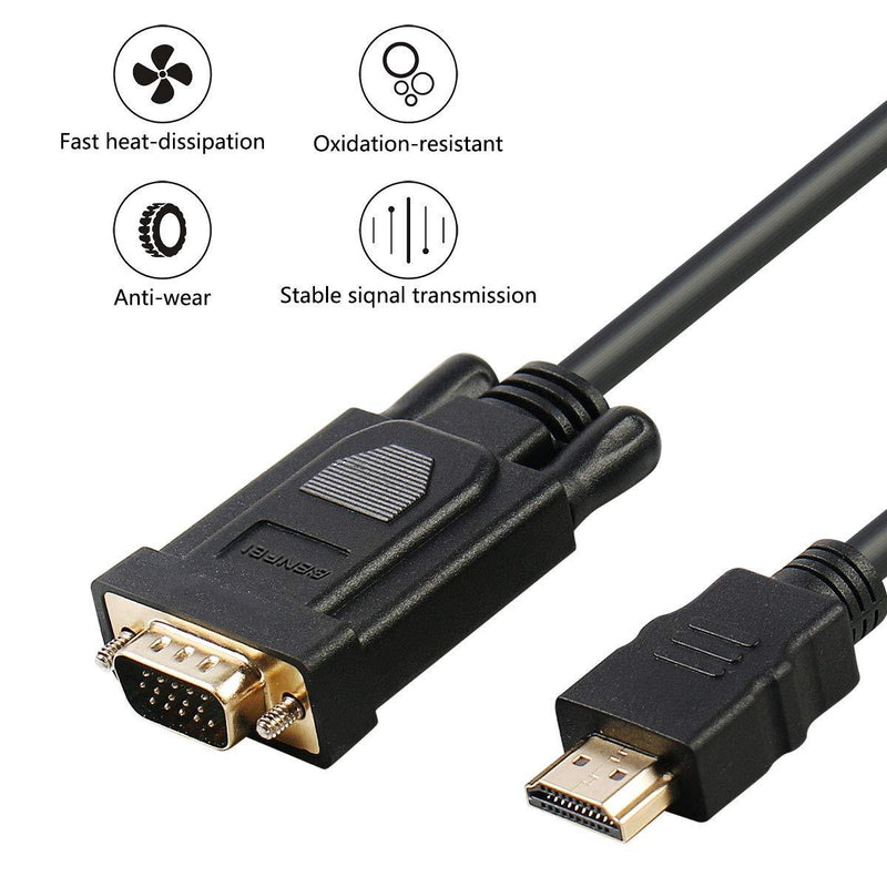 HDMI to VGA, Benfei Gold-Plated HDMI to VGA 3 Feet Cable (Male to Male) Compatible for Computer, Desktop, Laptop, PC, Monitor, Projector, HDTV, Raspberry Pi, Roku, Xbox and More 1 PACK