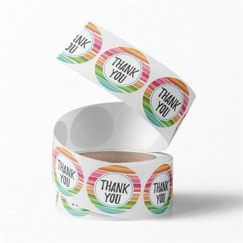 1Inch Thank You Stickers Labels Roll,Stickers for Business Boutique Bags&Merchandise Bags-500 Label Roll (rainbow) Rainbow