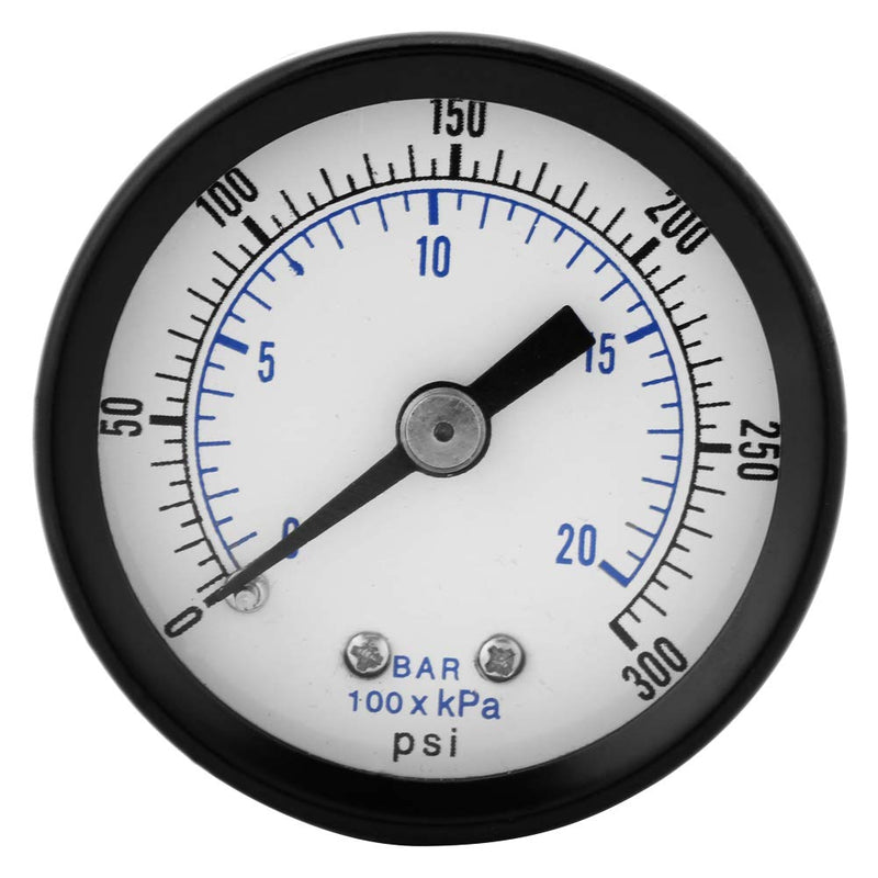 Horizontal pressure gauge, 0-20 bar/0-300 psi 1/8" BSPT mini pressure gauge compressed air water pressure gauge mechanical pressure gauge compressed air pressure gauge for fuel air oil water