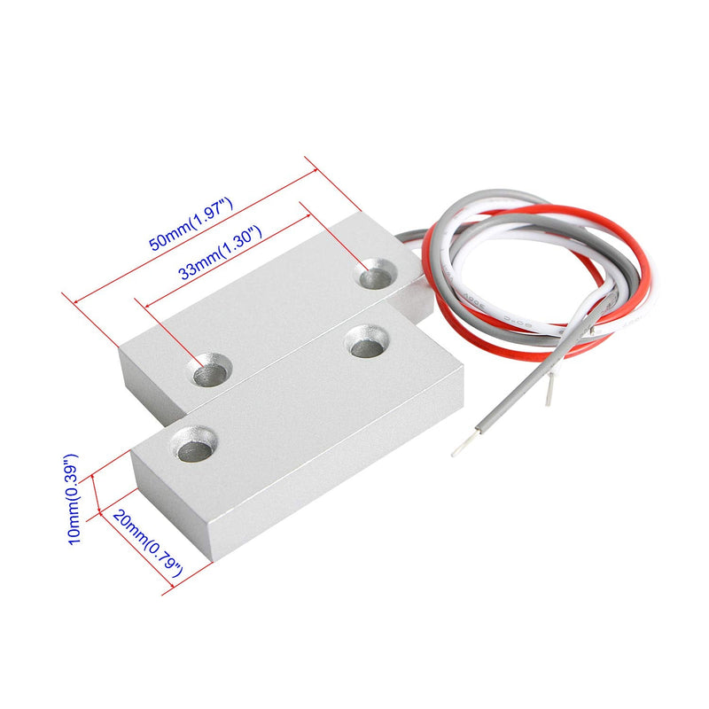 Aoje-Link MC-52 NC + NO Wired Magnetic Switch Door Window Reed Switch Micro Alarm Magnetic Contact Security Silver Gray 1pcs