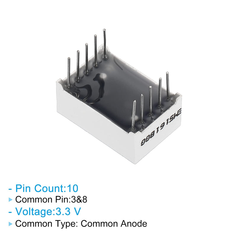 PATIKIL LED Display Digital Tube 20 Pack Common Anode 7 Section 10 Pin 1 Bit 3.3V 0.56" Digit Height LED Display Modules for Electronic Driver Board Green