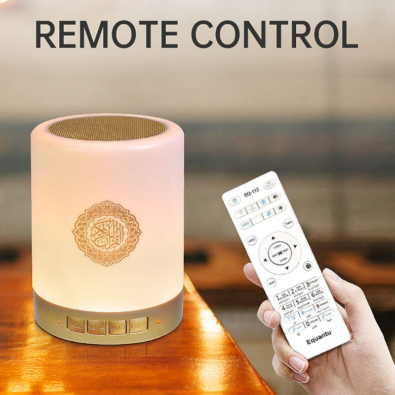 SQ112 Quran Speaker, Smart Touch Lamp Bluetooth Speaker AZAN Speaker with APP CONTROL,Full Recitations of Famous Imams and Quran Translation in Many Languages Including English, Arabic, Urdu 1A