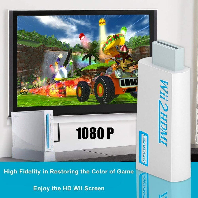 Wii Hdmi Converter Adapter, Wii 2 Hdmi Converter 1080P Output Video Audio, 3.5mm Audio Jack, with 5ft High Speed HDMI Cable, for All Wii Display Modes