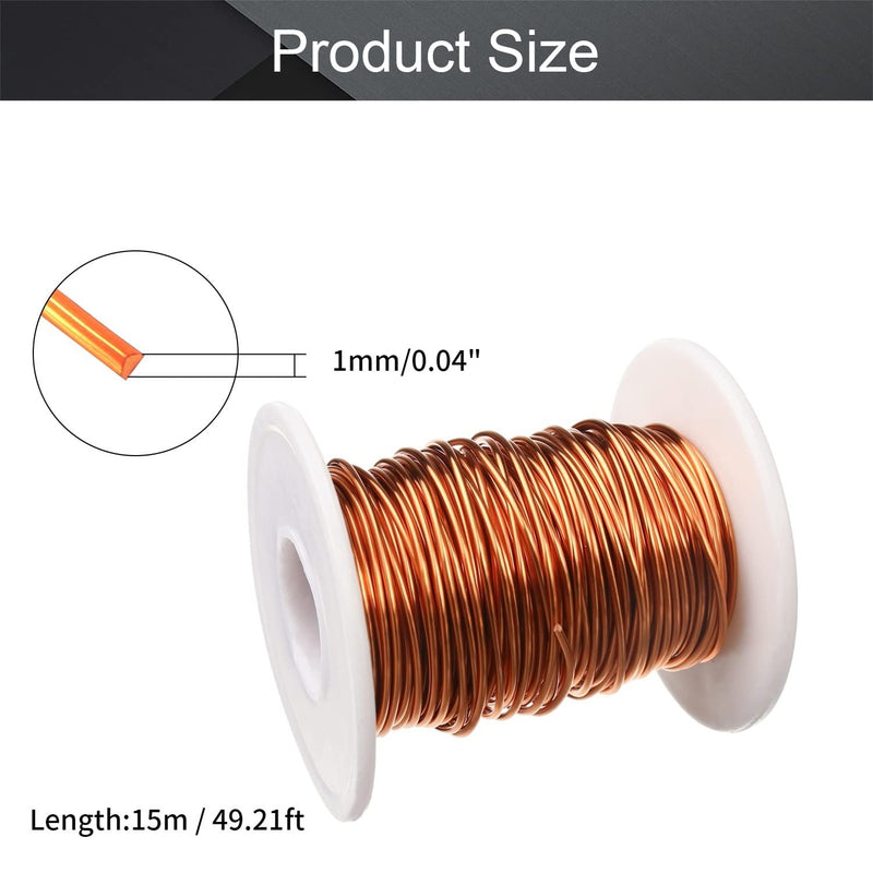 Fielect 1mm Inner Dia Magnet Wire Enameled Copper Wire Winding Coil 49.2Ft Length QA-1-155 2UEW Model Widely Used for A Variety of Motors 1.00mm Inner Dia 49Ft Length