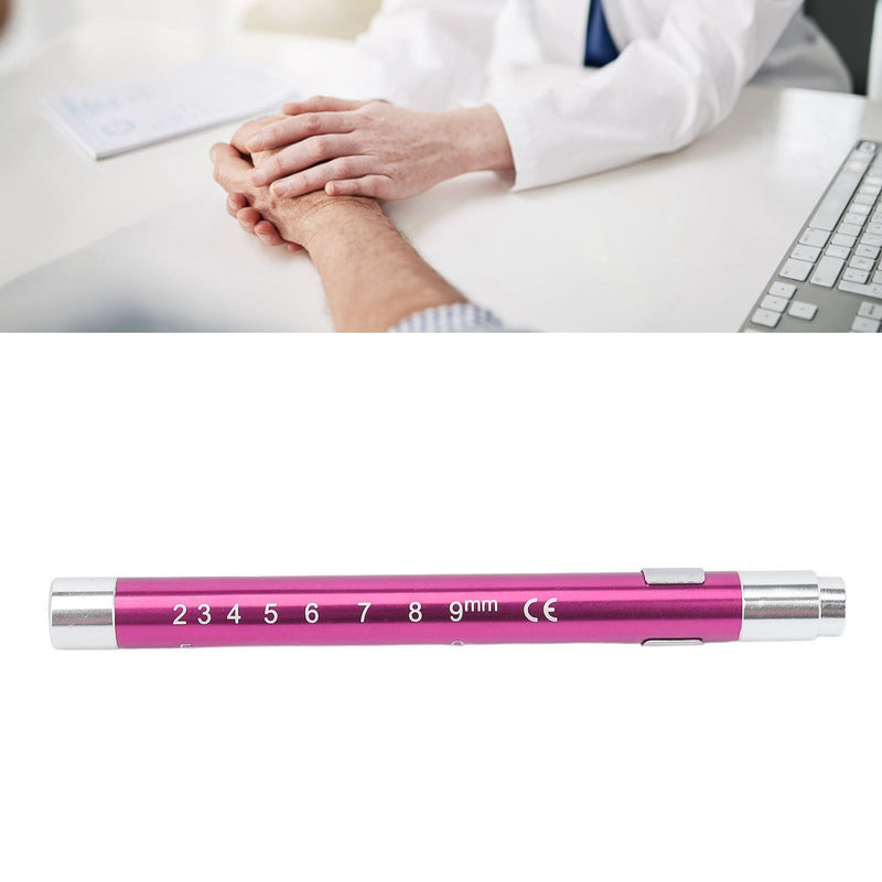 Pen Light with Pupillary Gauge, LED Penlight, Yellow Lighting, Concave Head, Aluminum Alloy, Medical Penlight with Pupil Gauge, for Ear, Nose, Throat (Purple) Purple