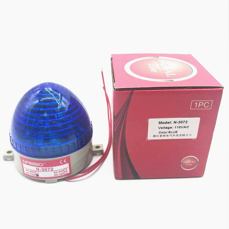 Nxtop Industrial AC 110V Blud LED Warning Light Blue Signal Tower Lamp Steady Flash (N-3072 110V AC)