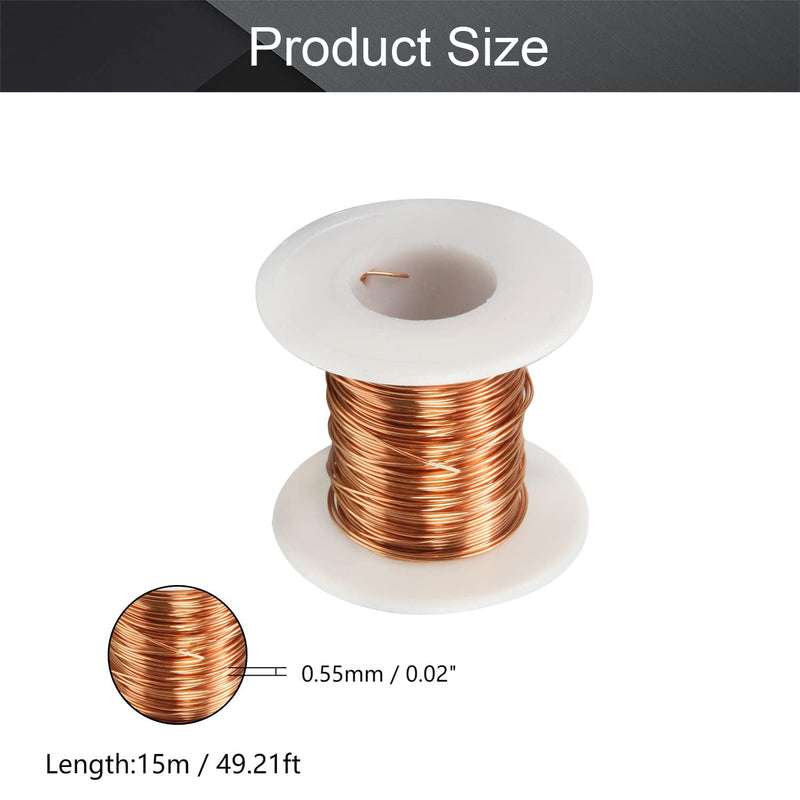 Fielect 0.55mm Inner Dia Magnet Wire Enameled Copper Wire Winding Coil 49.2Ft Length QA-1-155 Model Widely Used for A Variety of Motors 0.55mm Inner Dia 49Ft Length