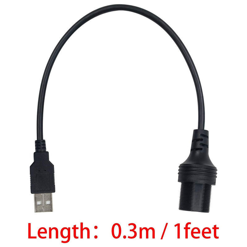 Duttek USB Flush Mount Cable, Round Single Port USB 2.0 Panel Flush Mount Extension Cable with Buckle for Car Truck Boat Motorcycle Dashboard 30cm/12 inch USB2.0