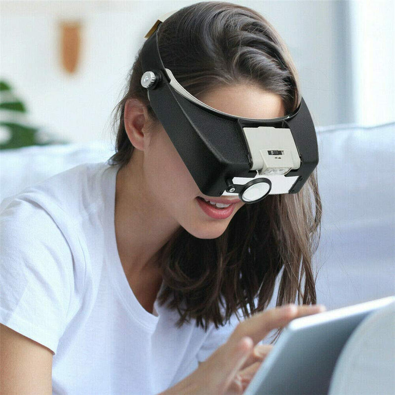 Head Magnifier Jewelers with LED Light Illuminated Helmet Magnifying 1.5X 3X 8.5X 10x Tools for Watch Repair, Precision Work Reading Aid