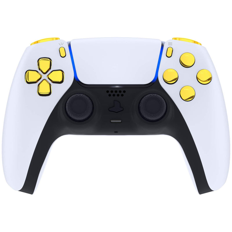 eXtremeRate Replacement D-pad R1 L1 R2 L2 Triggers Share Options Face Buttons for PS5 Controller, Chrome Gold Full Set Buttons Repair Kits for Playstation 5 Controller - Controller NOT Included