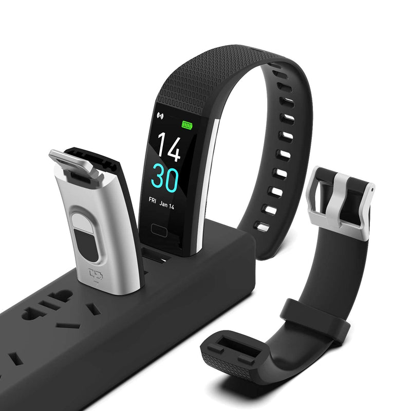 ENGERWALL Fitness Tracker with Step Counter /Calories /Stopwatch, Activity Tracker with Heart Rate Monitor, IP68, Health Tracker with Sleep Tracker, Smartwatch, Pedometer Watch for Women Men Kids Black