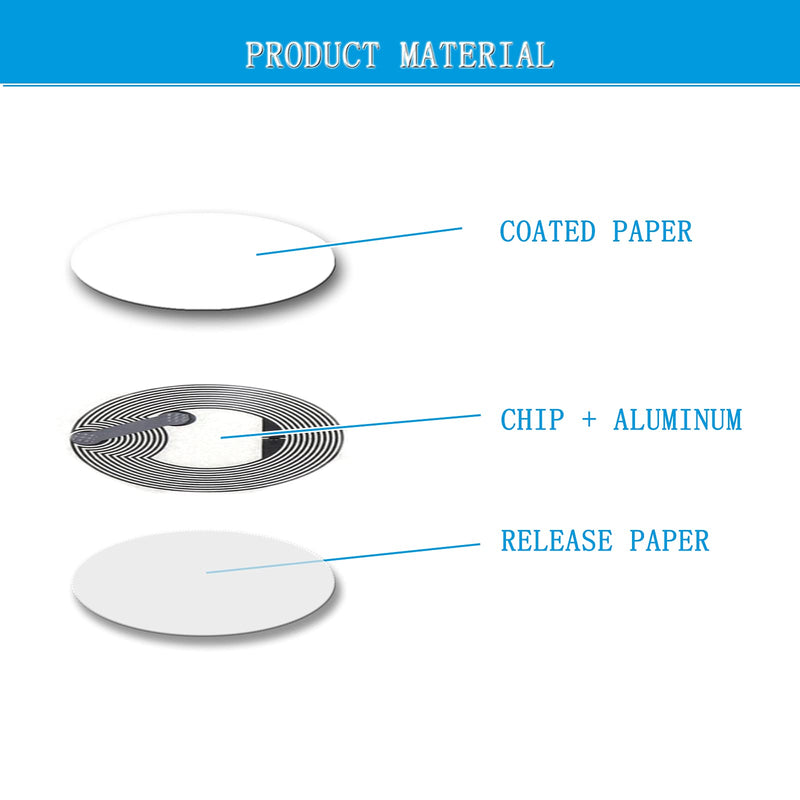 NFC NTAG213 Stickers/Tag/Adhesive Label RFID Tags with nxp213 Chip 180 Bytes Fast Read/Write/Lock Compatible with All NFC-Enabled Smartphones and Devices (50) 50