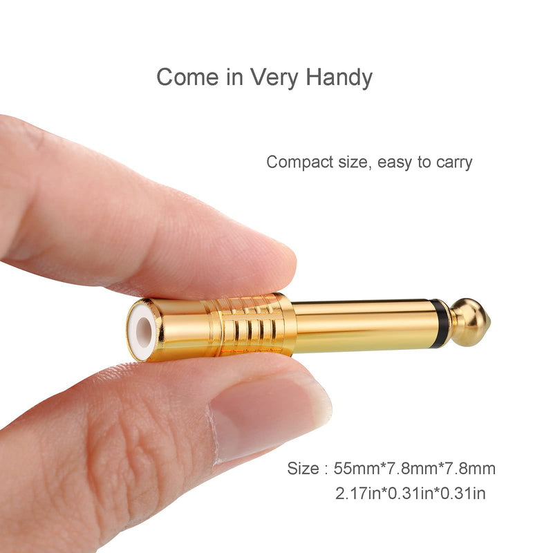 RCA to 1/4, Borsuer 2Pcs RCA to 1/4" Adapter RCA Female to 6.35mm 1/4 inch Male Mono TS Audio Adaptors Gold Plated Copper