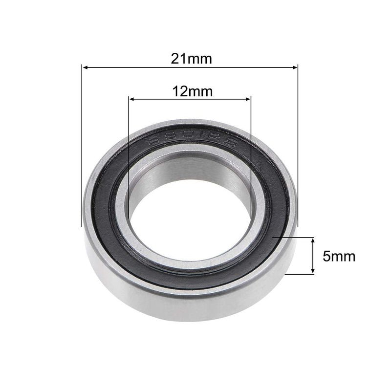 uxcell 6801-2RS Deep Groove Ball Bearing 12x21x5mm Double Sealed ABEC-1 Bearings 10-Pack