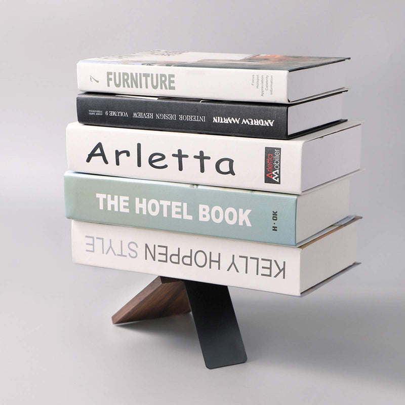 Muso Wood Book Ends for Shelves,Non-Skid Bookends for Heavy Books, Wooden Book Stopper for Home,Office,School,Library, 5.51 x 4.72 x 4.25 in, Walnut(2 Pairs/4 Pieces) Oval Walnut 2 Pairs
