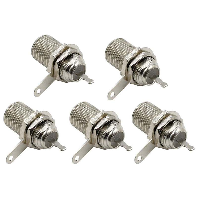 Hxchen F Type Panel Mounted Socket Female Jack Solder Connector Adapter - (5 Pcs)