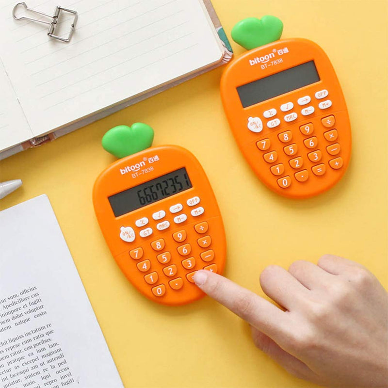 Toyvian Small Electronic Calculator Carrot Shape 12-Digit Portable Calculator Study Office School Supplies for Kids Students