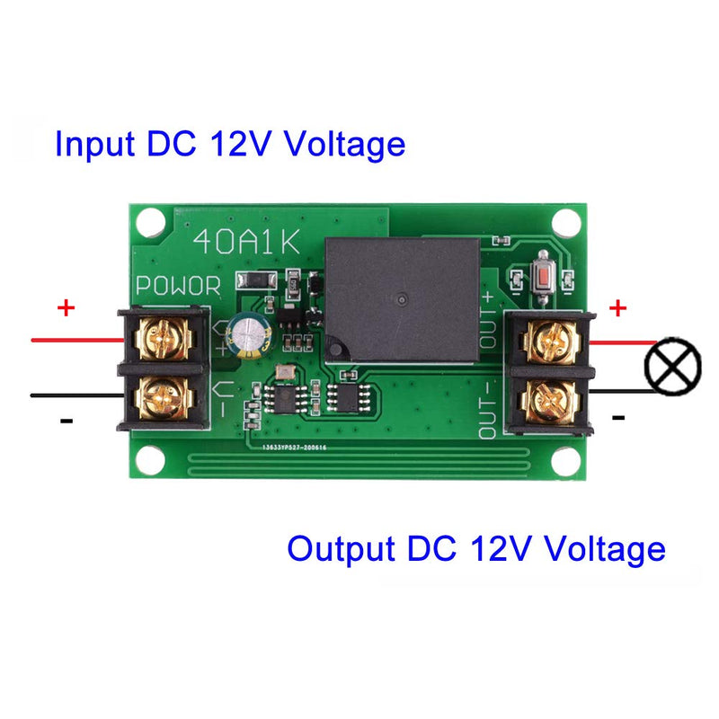 DC 12V 40A Relay Remote Control Switch, 1CH Universal 433Mhz Remote Control Wireless Switch 2 Remote Transmitters and 1 Receiver for Latching Module System 12V 1CH 40A--2
