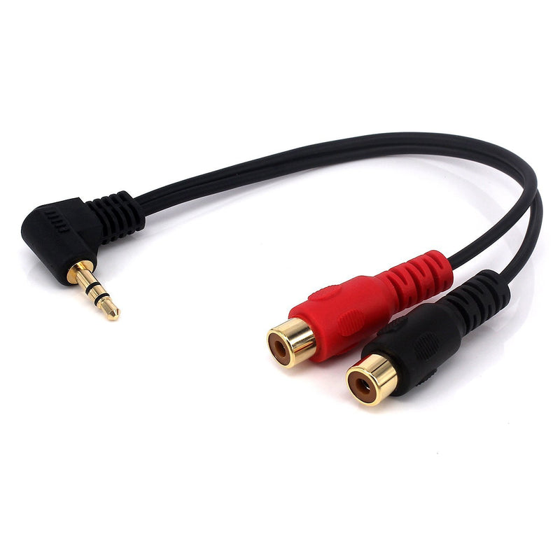 Qaoquda 3.5mm to 2RCA Adapter Cable,8 Inch Gold Plated 90 Degree Right-Angled 1/8" TRS Stereo Male to Dual RCA Female Y Splitter Adapter Cable(3.5M/2RCAF)