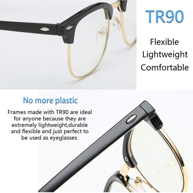 Tanlys 2 Pack Blue Light Blocking Glasses for Computer Eye Strain [Dry Eye & Sour Eye], Anti UV Reduce Headache Stylish 007-Black Clear gold