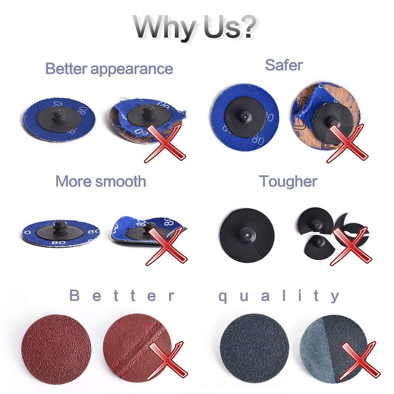 NYXCL 60Pcs Sanding Discs Set, 2 inch Quick Change Sanding Discs with 1/4" Holders, Die Grinder Surface Conditioning Burr Rust Paint Removal 60Pcs Quick Change Discs 2 Inch(A/O main)