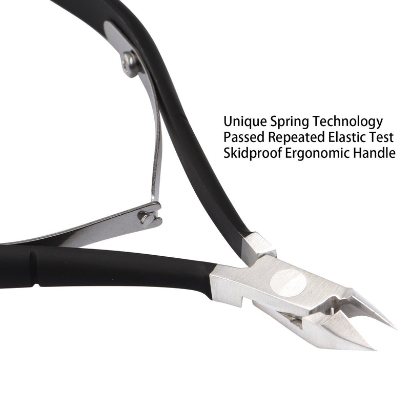 Cuticle Trimmer with Cuticle Pusher - Ejiubas Cuticle Remover Cuticle Nipper Professional Stainless Steel Cuticle Cutter Clipper Durable Pedicure Manicure Tools for Fingernails and Toenails Black Cuticle Nipper & Pusher