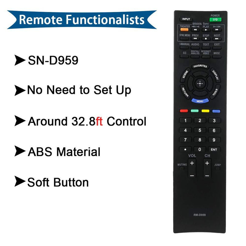 AZMKIMI RM-YD040 RM-YD035 RM-YD047 Universal Remote Controller Replacement for Sony TV KDL-32EX405 KDL-32EX605 KDL-32EX607 KDL-32EX705 KDL-32EX707 KDL-32EX715 KDL-32EX717 KDL-40BX405 KDL-40EX405