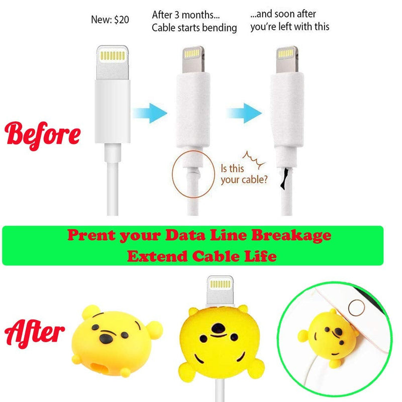 ZOEAST(TM) 3pcs Cartoon Animal Fruits Protector USB Charger Saver Charging Data Earphone Line Protector Compatible with All iPhone iPad iPod and Most Android Phones (Dinosaur Fish Unicorn) Dinosaur Fish Unicorn