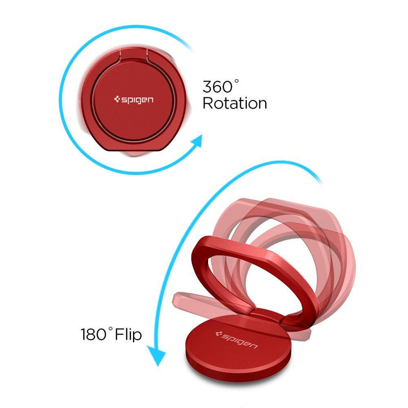 Spigen Style Ring 360 Cell Phone Ring/Phone Grip/Stand/Holder for All Phones and Tablets Compatible with Magnetic Car Mount - Red