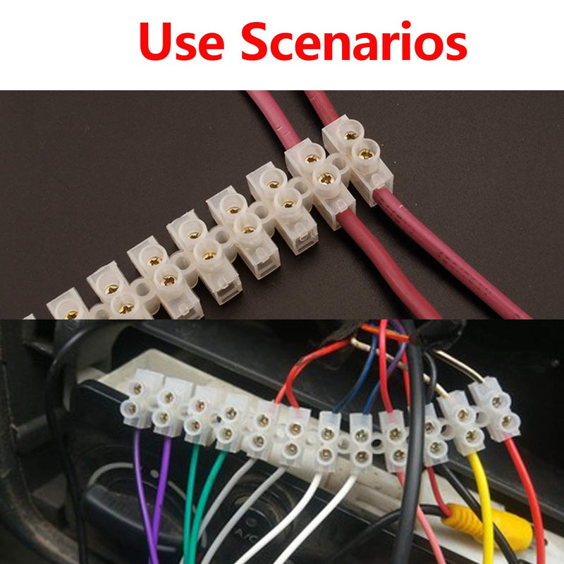 uxcell Terminal Strip Screw Terminal Barrier Block 10A 12 Position Dual Row Type H Wire Connector 2pcs