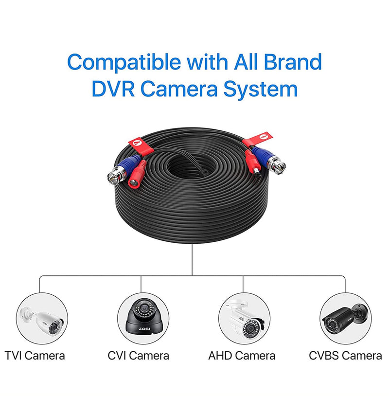 Hiseeu 96Ft BNC Cable BNC Vedio Power Cable Pre-Made Al-in-One Camera Video BNC Cable Wire Cord for Surveillance CCTV Security System with Connectors(BNC Female and BNC to RCA) 96Ft (30 meters) BNC Cable