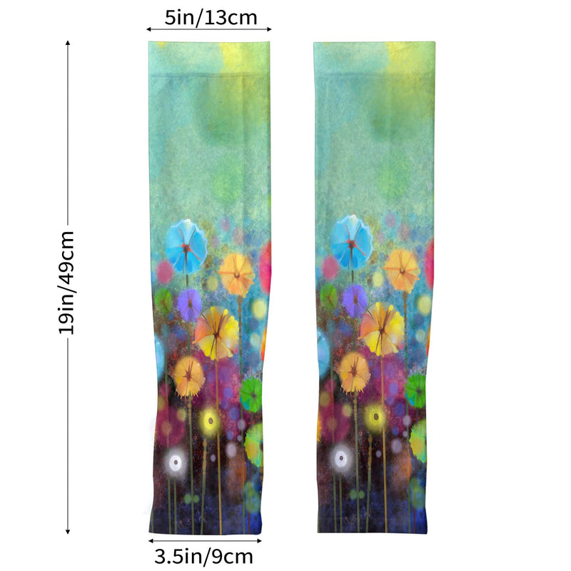 Flower Arm Sleeves for Women Men Farmers Defense Gardening Sleeves Cooling Sun Protection Arm Sleeves with Thumb Hole Flower