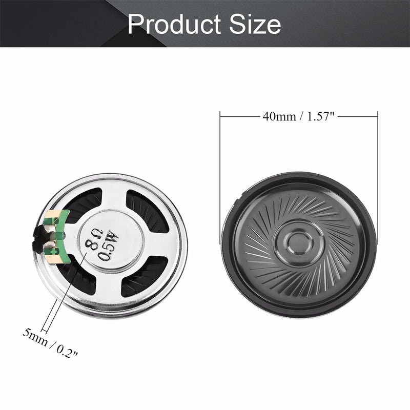 Fielect 2Pcs DIY Magnetic Speaker 0.5W 8 Ohm 40mm Diameter Round Shape Replacement Loudspeaker