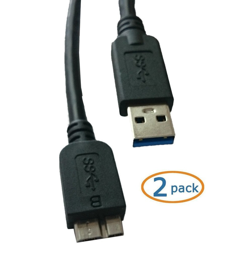 (2 Pack) Superspeed USB 3.0 Cable A Male to Micro B - (4 Feet) Black for WD My Passport Ultra, My Passport X Portable USB 3.0 Hard Drive Storage