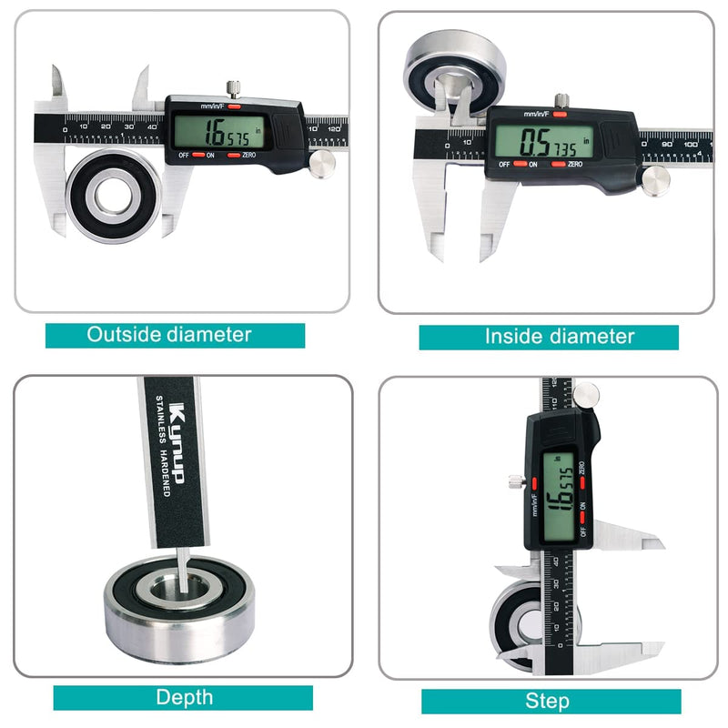 Kynup Caliper Measuring Tool, Digital Micrometer Caliper Tool, Vernier Caliper with Stainless Steel, Large LCD Screen, Auto - Off Feature, Inch Metric Fraction Conversion (6Inch/150mm)