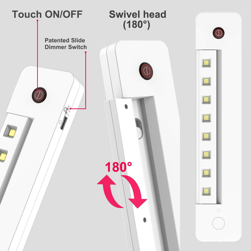 BIGLIGHT Under Counter Light Battery Operated, Dimmable Closet Light with Remote and Timer, Wireless Under Cabinet Lighting, Swivel Stick on Lights for Art Pantry Wardrobe Shelf, Warm White, 10 Inch