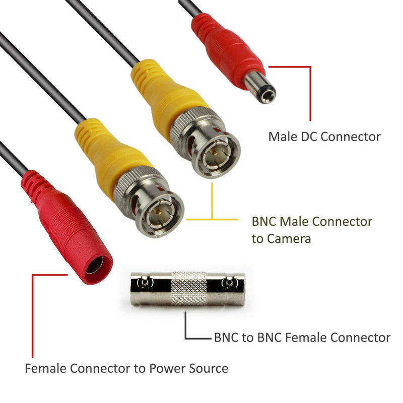 InstallerCCTV 100ft HD Video Power All-in-One Pre-Made Cable for DVR Surveillance Security CCTV Camera RCA BNC Cable Extension Cord Lead