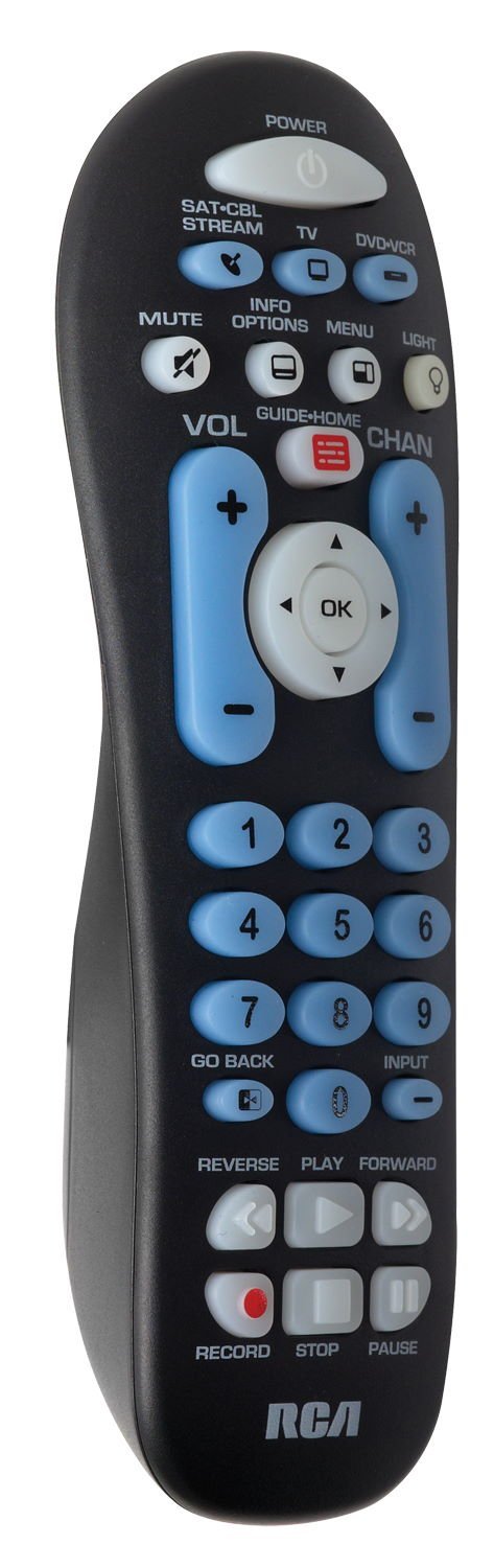 RCA RCR313BE Big Button Three-Device Universal Remote, Black Three Device Remote