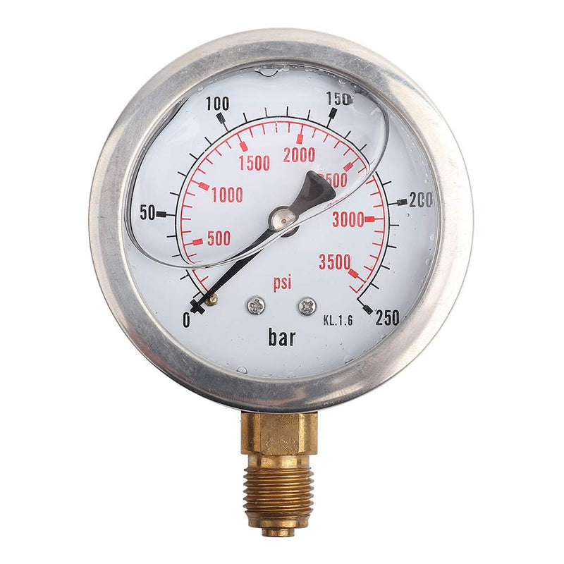 Stainless Steel Pressure Gauge 0-250Bar 0-3750PSI G1/4 63mm Dial Hydraulic Water Pressure Gauge Meter Measuring Tool