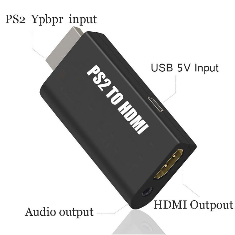 PS2 to HDMI Converter Adapter, Sartyee Video Converter PS2 to HDMI Converter with 3.5mm Audio Output for HDTV HDMI Monitor Supports All PS2 Display Modes