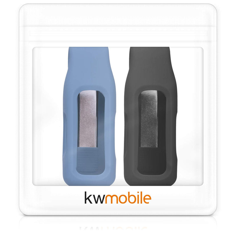 kwmobile 2X Clip Holders Compatible with Fitbit Inspire 2 / Ace 3 - Clip-On Holder Replacement Set - Black/Slate Grey black / slate grey