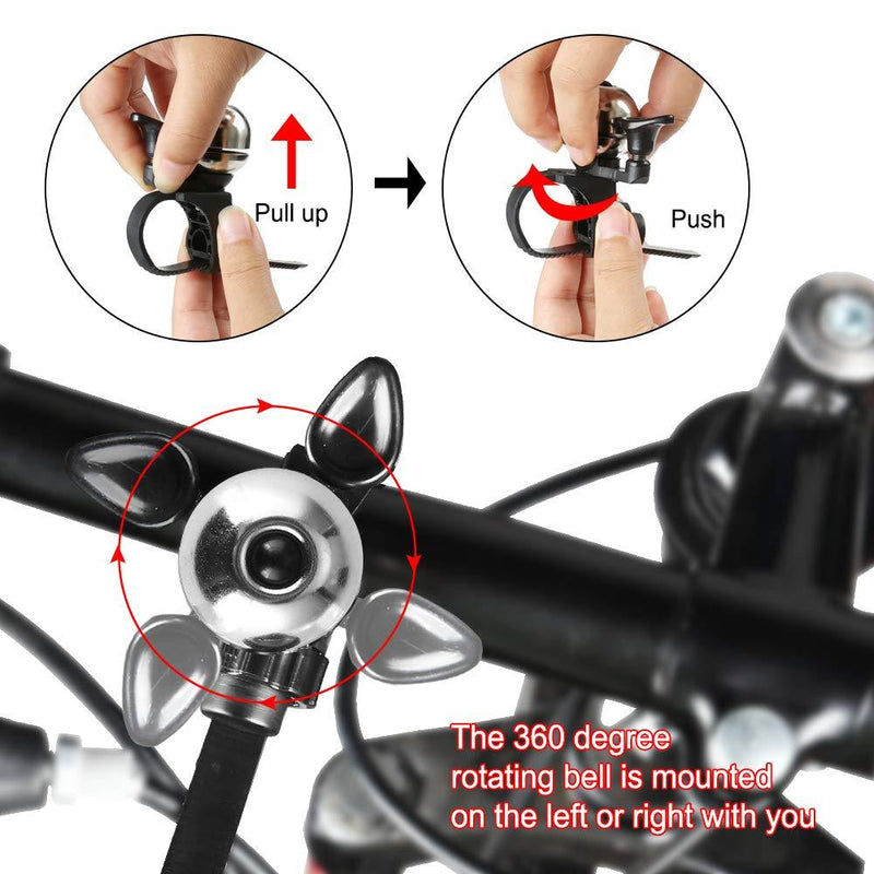 Accmor Classic Bike Bell, Adjustable Bicycle Bell, Universal Bike Bell,Loud Crisp Clear Sound Bicycle Bike Bell for Adults Kids silver