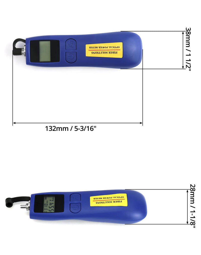 QWORK Optical Power Meter, -70~+10 dBm Fiber Light Tester with 6 Calibration Wavelengths, Fiber Optical Cable Tester Checker Test Tool, with Universal 2.5mm Interface, Blue