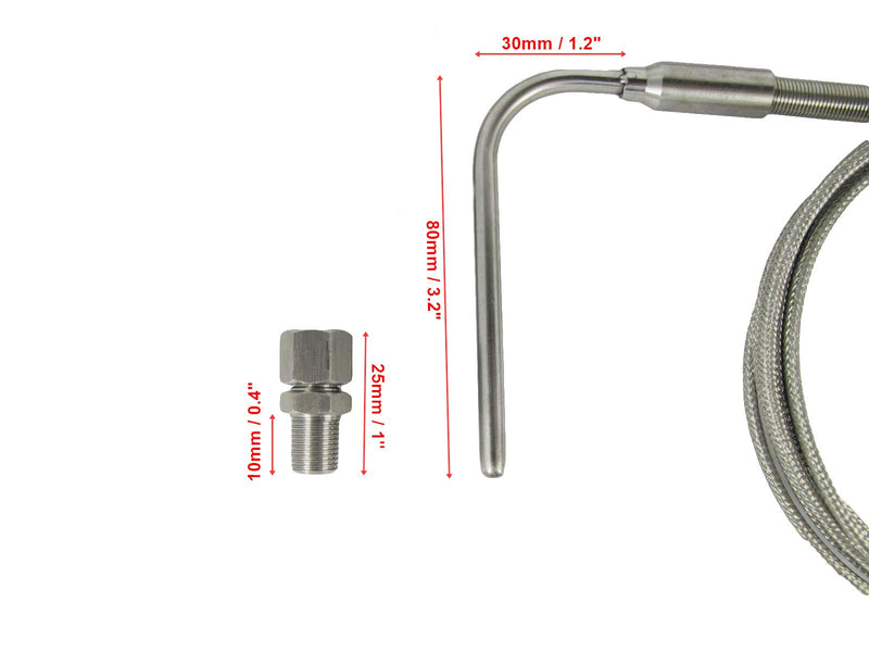 Exposed Tip EGT Temperature Sensors for Exhaust Gas Temperature with 6.6 ft Cable & Mini Connector