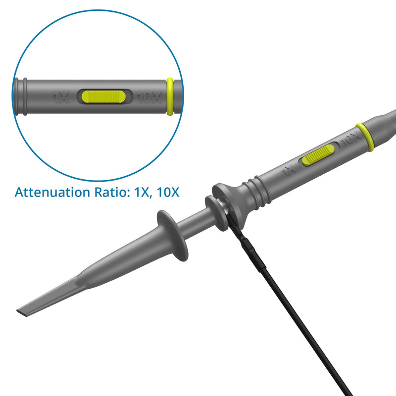 AUTOUTLET 2PCS P6100 100MHz Oscilloscope Probe Kit, with BNC to Minigrabber Test Line Kit, 10:1 and 1:1 Switchable High-Precision Scope Oscilloscope Clip Probes 100mhz (with BNC to Minigrabber)