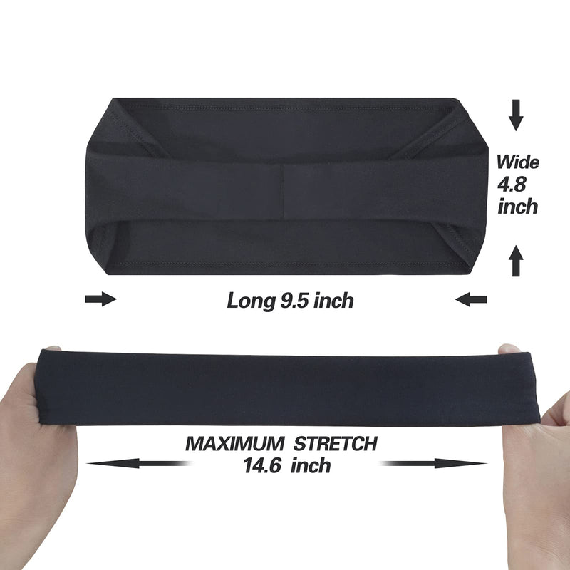 Acozycoo Mens Running Headband,5Pack,Mens Sweatband Sports Headband for Running, Cycling, Basketball,Yoga,Fitness Workout Stretchy Unisex Hairband 5 Black