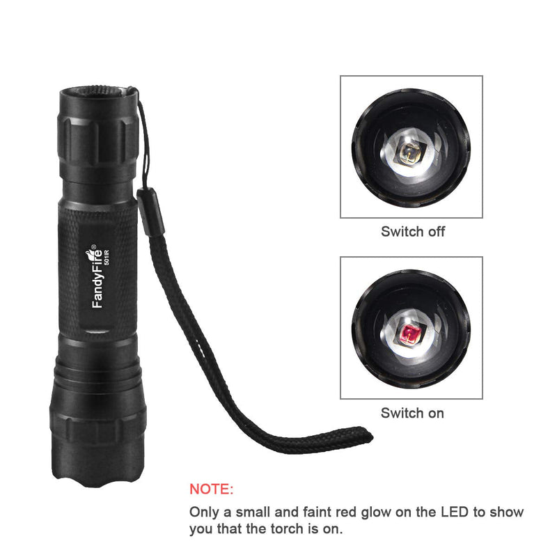 940nm IR Flashlight illuminator Infrared Light Night Vision Adjustable Focus LED Flashlight Torch for Hunting by FANDYFIRE (Not Included 18650 Battery)