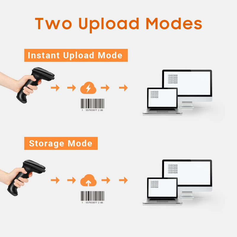 Tera Barcode Scanner 2D QR Wireless and Wired with Battery Level Indicator 1D Digital Printed Bar Code Reader Cordless Handheld Barcode Scanner Plug and Play Model D5100 Black