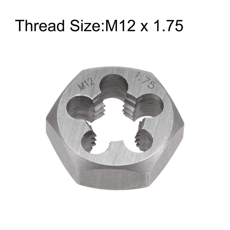 sourcing map Hexagonal Die M12X1.75 Pitch Carbon Steel Metric Taper Tube Accuracy Grade 6g
